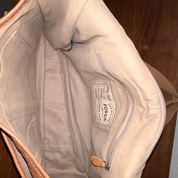Vintage Fossil Brown Leather Messenger Computer Bag w/ Buckles Flap Key - Picture 5 of 8
